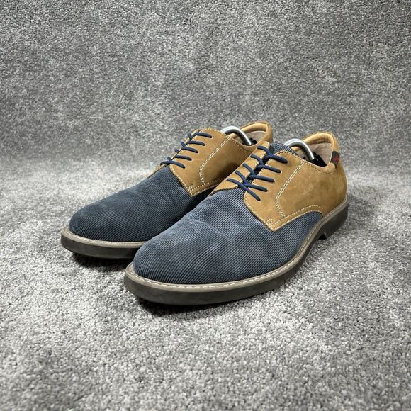 Bass Piedmont Men's Sz 11.5 Blue Brown Suede Corduroy Comfort Oxford Shoes Used - Picture 4 of 11